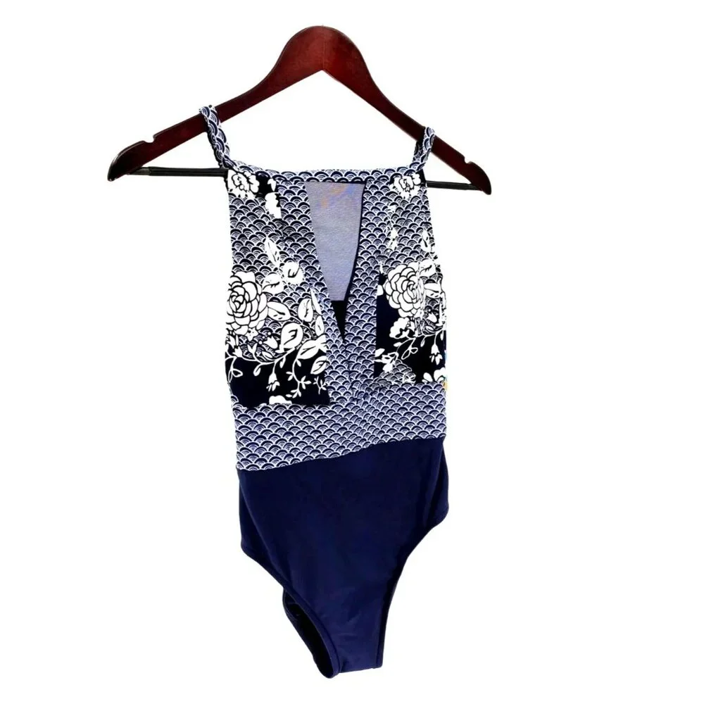 Swim Solutions 8 One-piece Swimwear Rosie Nauti High-Neck Mio Mesh Swimsuit - Picture 9 of 10